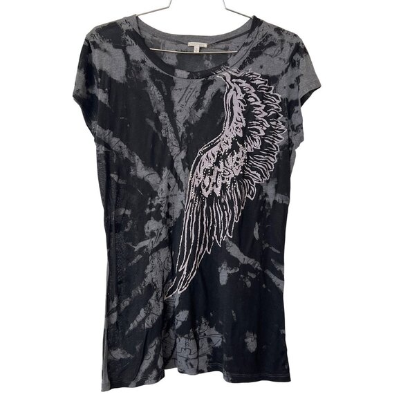 Maurices T Shirt Size Large Tie Dye Short Sleeve Wing Graphic Shirt Grunge Emo - Picture 1 of 6
